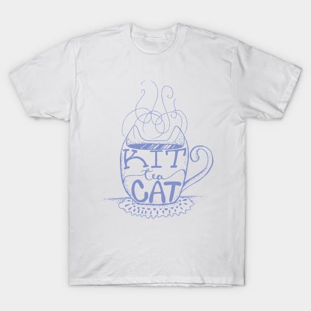 Kitty Cat - Tea Lover Lettering Art - Visual Pun - Mug - Light Blue T-Shirt by AnanasArt